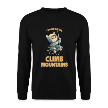 I would rather climb mountains Bergklettern Katze - Unisex Pullover - Schwarz - Vorne - Alina (178cm) & Michal (187cm)