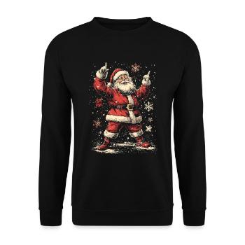 Vintage Christmas X-Mas Vibes Santa Claus - Unisex Sweatshirt - black - Front - Alina (178cm) & Michal (187cm)