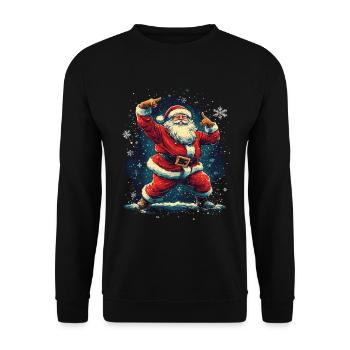 X-Mas Vibes Vintage Christmas Santa Claus - Unisex Sweatshirt - black - Front - Alina (178cm) & Michal (187cm)