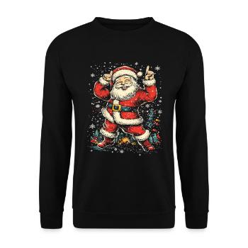 Père Noël Noël Vintage Noël Noël Vibes - Sweat-shirt Unisexe - noir - Devant - Alina (178cm) & Michal (187cm)