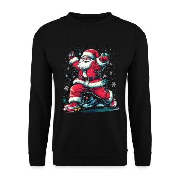 Vintage Christmas Santa Claus X-Mas Vibes - Unisex Sweatshirt - black - Front - Alina (178cm) & Michal (187cm)