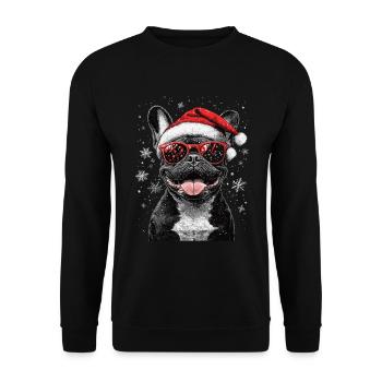 French Bulldog Weihnachten - Unisex Pullover - Schwarz - Vorne - Alina (178cm) & Michal (187cm)
