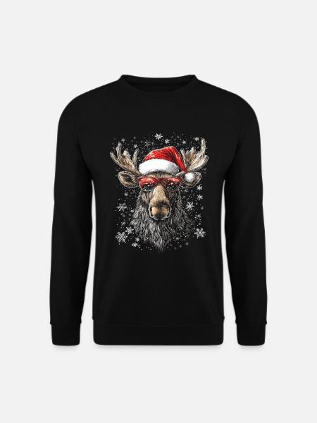 Weihnachten Weihnachtsmotiv Elch - Unisex Pullover - Schwarz