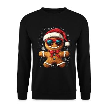 Weihnachten Lebkuchenmann Gingerbread Man - Unisex Pullover - Schwarz - Vorne - Alina (178cm) & Michal (187cm)