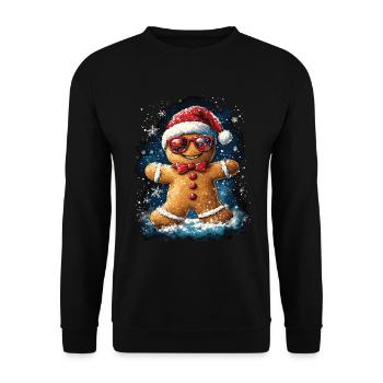 Christmas Motif Gingerbread Man - Unisex Sweatshirt - black - Front - Alina (178cm) & Michal (187cm)