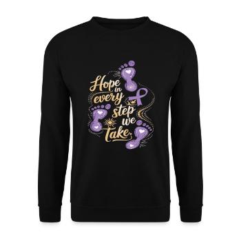 Alzheimer Bewusstsein Lila Band - Unisex Pullover - Schwarz - Vorne - Alina (178cm) & Michal (187cm)