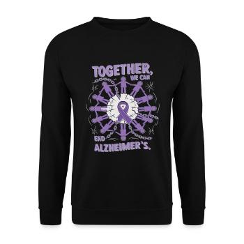 Alzheimer Bewusstsein Lila Band - Unisex Pullover - Schwarz - Vorne - Alina (178cm) & Michal (187cm)