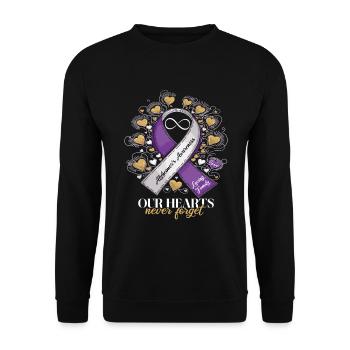 Alzheimer Bewusstsein Lila Band - Unisex Pullover - Schwarz - Vorne - Alina (178cm) & Michal (187cm)