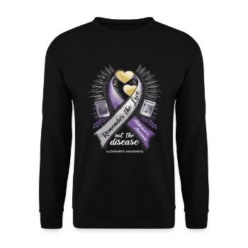 Alzheimer Bewusstsein Lila Band - Unisex Pullover - Schwarz - Vorne - Alina (178cm) & Michal (187cm)