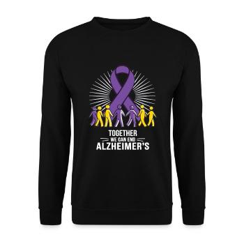 Alzheimer Bewusstsein Lila Band - Unisex Pullover - Schwarz - Vorne - Alina (178cm) & Michal (187cm)
