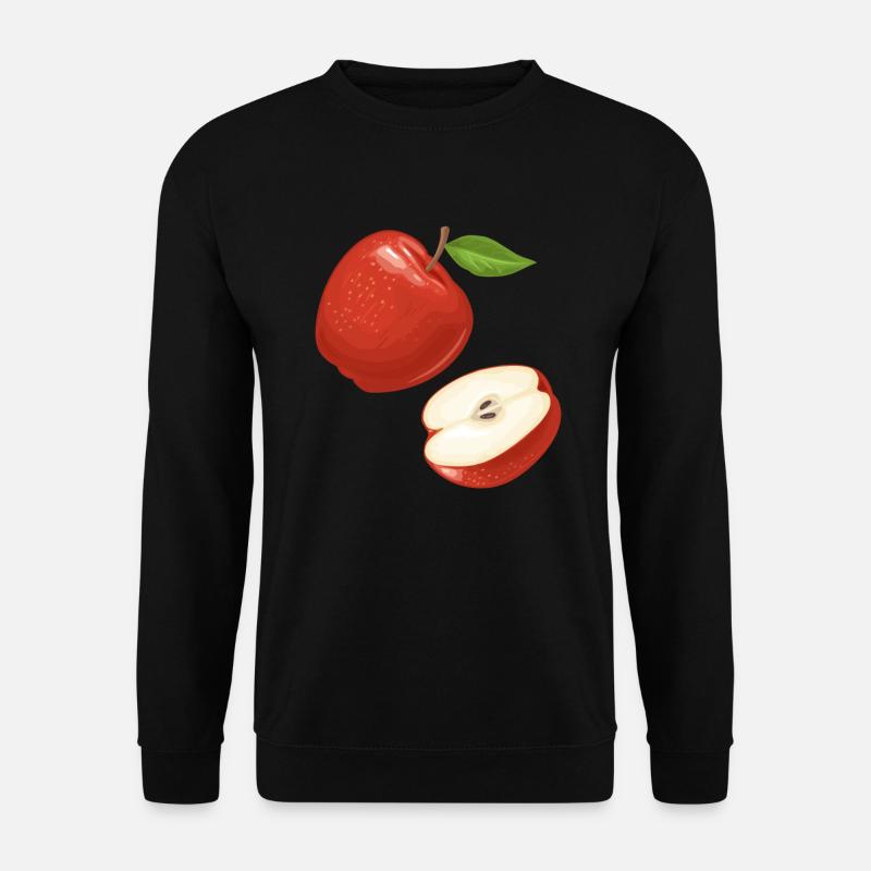 Apfel Motiv Tshirt | Frucht Obst T-Shirt | - Unisex Pullover - Schwarz