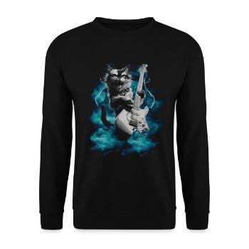 Coole Katze Gitarre Rock Band Musik - Unisex Pullover - Schwarz - Vorne - Alina (178cm) & Michal (187cm)