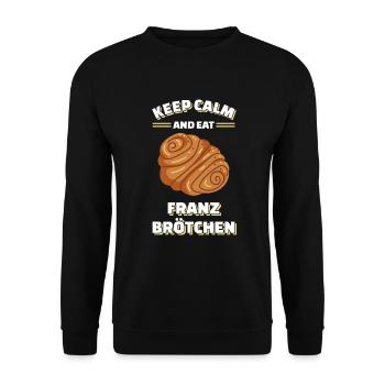 Hamburger Franzbrötchen | Zimtgebäck Genuss - Unisex Pullover - Schwarz - Vorne - Alina (178cm) & Michal (187cm)