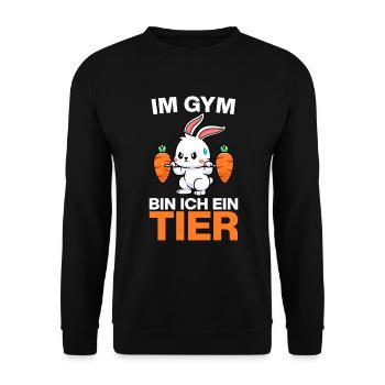 In the gym, I'm an animal! Fun Bodybuilding - Unisex Sweatshirt - black - Front - Alina (178cm) & Michal (187cm)