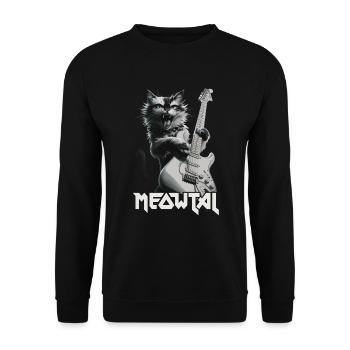 Cool Cat Guitar Rock Band Music - Unisex Sweatshirt - black - Front - Alina (178cm) & Michal (187cm)