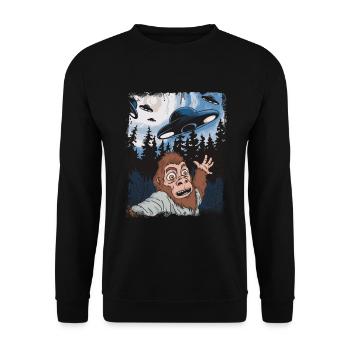 Ufo Alien Bigfoot Sasquatch - Unisex Pullover - Schwarz - Vorne - Alina (178cm) & Michal (187cm)