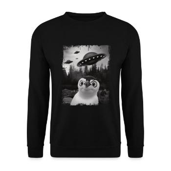 Pingouin drôle cool - Sweat-shirt Unisexe - noir - Devant - Alina (178cm) & Michal (187cm)