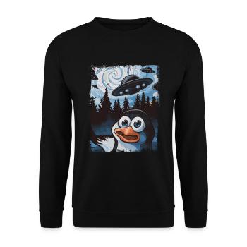 Pingouin drôle cool - Sweat-shirt Unisexe - noir - Devant - Alina (178cm) & Michal (187cm)