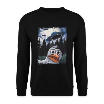 Cool funny penguin - Unisex Sweatshirt - black - Front - Alina (178cm) & Michal (187cm)