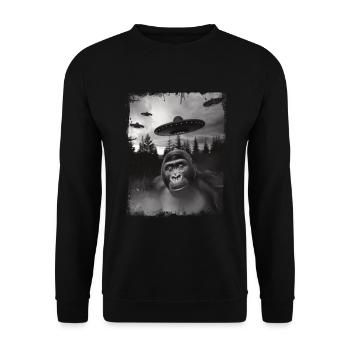 Drôle Gorille OVNI Trucs étranges Mème - Sweat-shirt Unisexe - noir - Devant - Alina (178cm) & Michal (187cm)