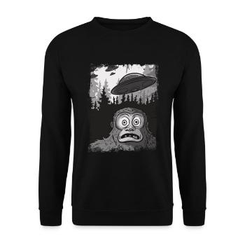 Funny Gorilla UFO Weird Stuff Meme - Unisex Sweatshirt - black - Front - Alina (178cm) & Michal (187cm)