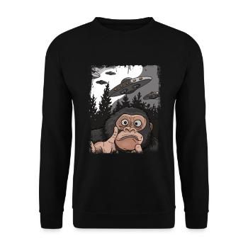 Drôle Gorille OVNI Trucs étranges Mème - Sweat-shirt Unisexe - noir - Devant - Alina (178cm) & Michal (187cm)