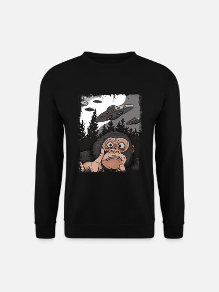 Lustiges Gorilla UFO Weird Stuff Meme - Unisex Pullover - Schwarz