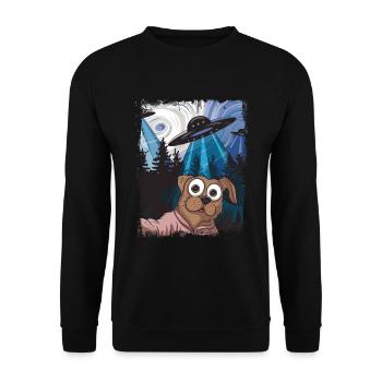 Hunde Selfie Ufo Design Für Hundefreunde - Unisex Pullover - Schwarz - Vorne - Alina (178cm) & Michal (187cm)