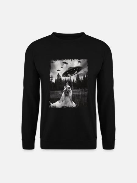 Lustiges Huhn Ufo Design Hühnerfreunde - Unisex Pullover - Schwarz