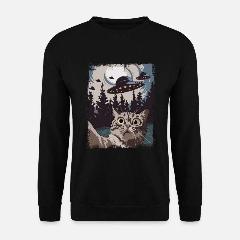 Funny Cats Selfie Ufo - Unisex Sweatshirt - black
