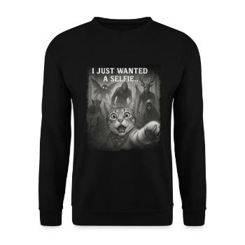 Funny cat selfie with Alien and Bigfoot - Unisex Sweatshirt - black - Front - Alina (178cm) & Michal (187cm)