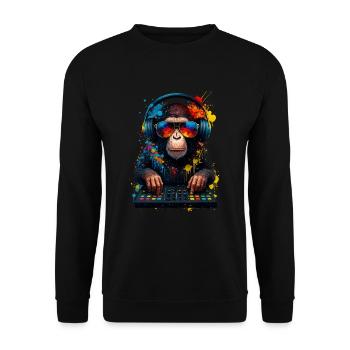 Rave DJ Affe - Unisex Pullover - Schwarz - Vorne - Alina (178cm) & Michal (187cm)