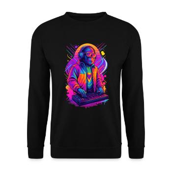 Rave DJ Affe - Unisex Pullover - Schwarz - Vorne - Alina (178cm) & Michal (187cm)