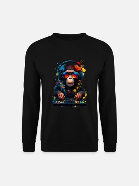 Rave DJ Affe - Unisex Pullover - Schwarz