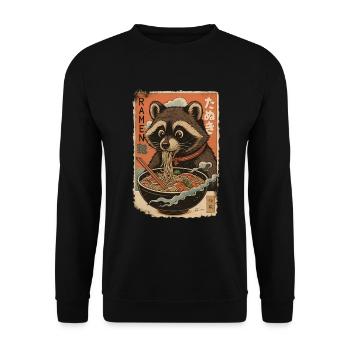 Vintage Raccoon Ramen Japon Graphique - Sweat-shirt Unisexe - noir - Devant - Alina (178cm) & Michal (187cm)