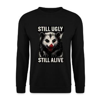 Opossum – Still Ugly Still Alive - Unisex Sweatshirt - black - Front - Alina (178cm) & Michal (187cm)