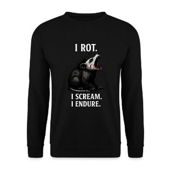 Opossum Spruch I rot I scream - Unisex Sweatshirt - black - Front - Alina (178cm) & Michal (187cm)