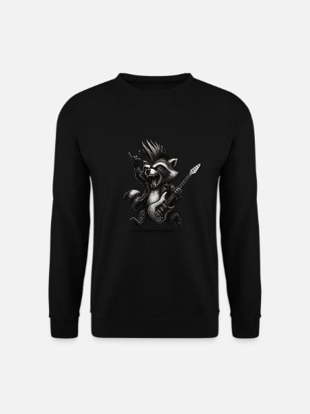 Rock Waschbär mit Gitarre Festival Motiv - Unisex Pullover - Schwarz