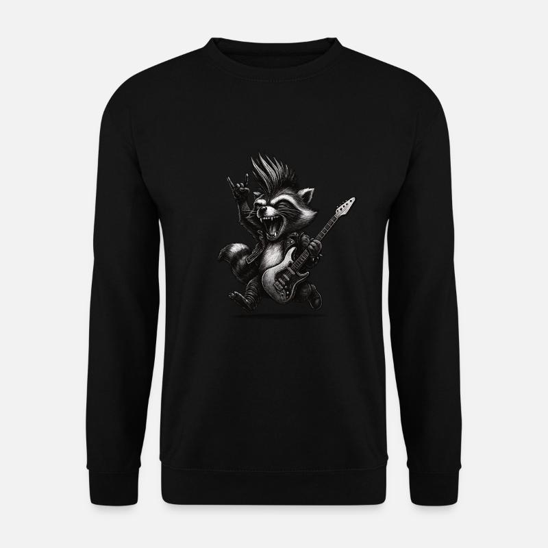 Rock Waschbär mit Gitarre Festival Motiv - Unisex Pullover - Schwarz