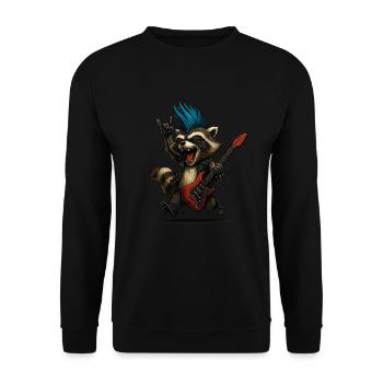 Raton laveur de roche avec motif de festival de guitare - Sweat-shirt Unisexe - noir - Devant - Alina (178cm) & Michal (187cm)