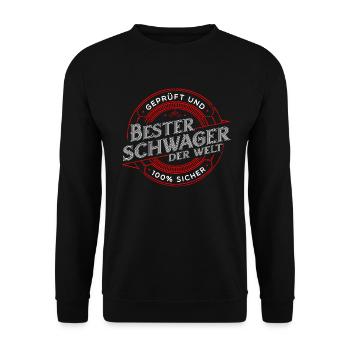 Schwager Schwäger Geschenk Geschenkidee - Unisex Pullover - Schwarz - Vorne - Alina (178cm) & Michal (187cm)