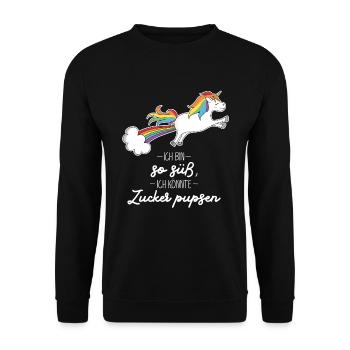Einhorn Regenbogen Baby Zucker Süß Schwanger Pups - Unisex Pullover - Schwarz - Vorne - Alina (178cm) & Michal (187cm)