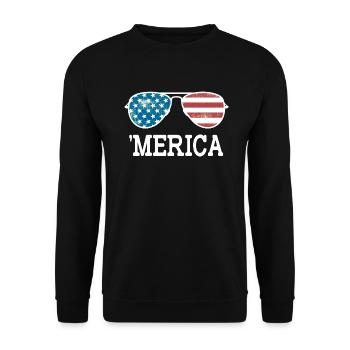 'merica - America - Amerika - Sonnenbrille Patriot - Unisex Pullover - Schwarz - Vorne - Alina (178cm) & Michal (187cm)