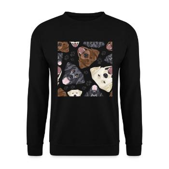 Fröhliche Illustration Labrador - Unisex Pullover - Schwarz - Vorne - Alina (178cm) & Michal (187cm)