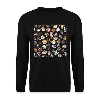Fröhliche Illustration mit Hunden - Unisex Pullover - Schwarz - Vorne - Alina (178cm) & Michal (187cm)