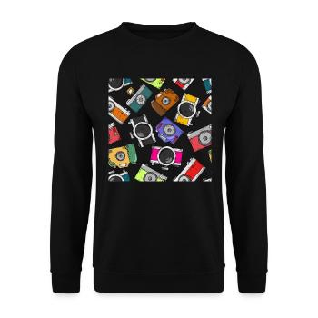Illustration Pattern Fotografie Kamera - Unisex Pullover - Schwarz - Vorne - Alina (178cm) & Michal (187cm)