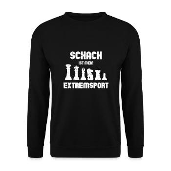 Schachspieler Schach ist mein Extremsport - Unisex Pullover - Schwarz - Vorne - Alina (178cm) & Michal (187cm)