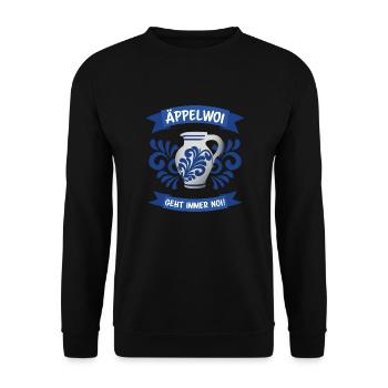 Lustige Geschenkidee Apfelwein, Äppler und Bembel - Unisex Pullover - Schwarz - Vorne - Alina (178cm) & Michal (187cm)