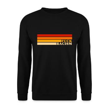 Fuck Racism - Against Racism - Retro Stripes - Unisex Sweatshirt - black - Front - Alina (178cm) & Michal (187cm)