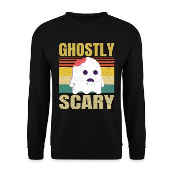 Cute Ghost Costume - Mostly Scary - Funny Retro - Unisex Pullover - Schwarz - Vorne - Alina (178cm) & Michal (187cm)